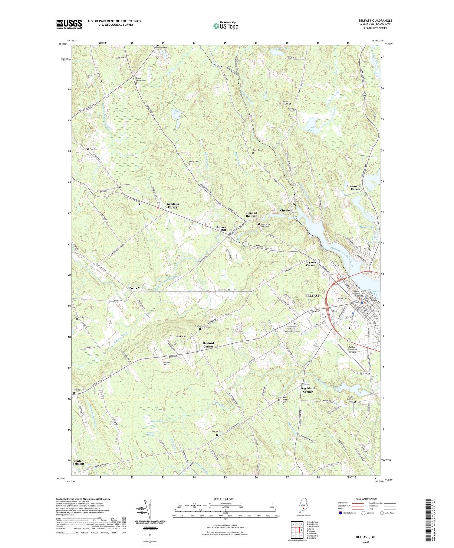 Belfast Maine US Topo Map Image