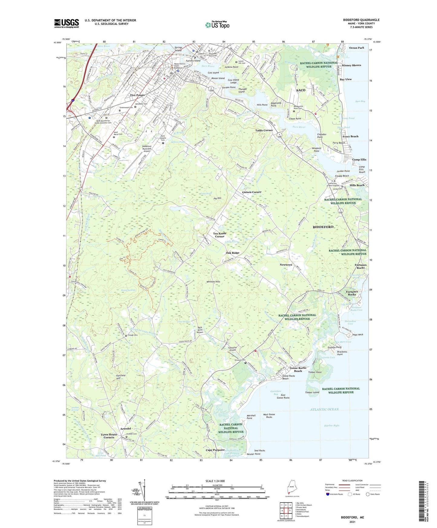 Biddeford Maine US Topo Map Image