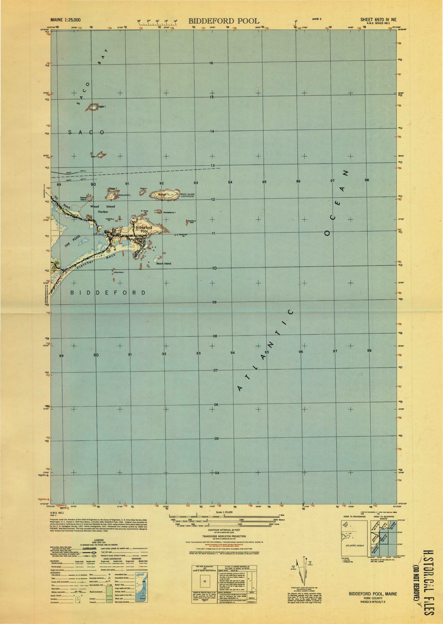 Classic USGS Biddeford Pool Maine 7.5'x7.5' Topo Map Image