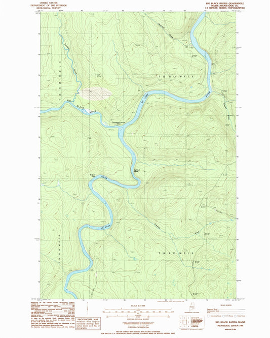 Classic USGS Big Black Rapids Maine 7.5'x7.5' Topo Map Image