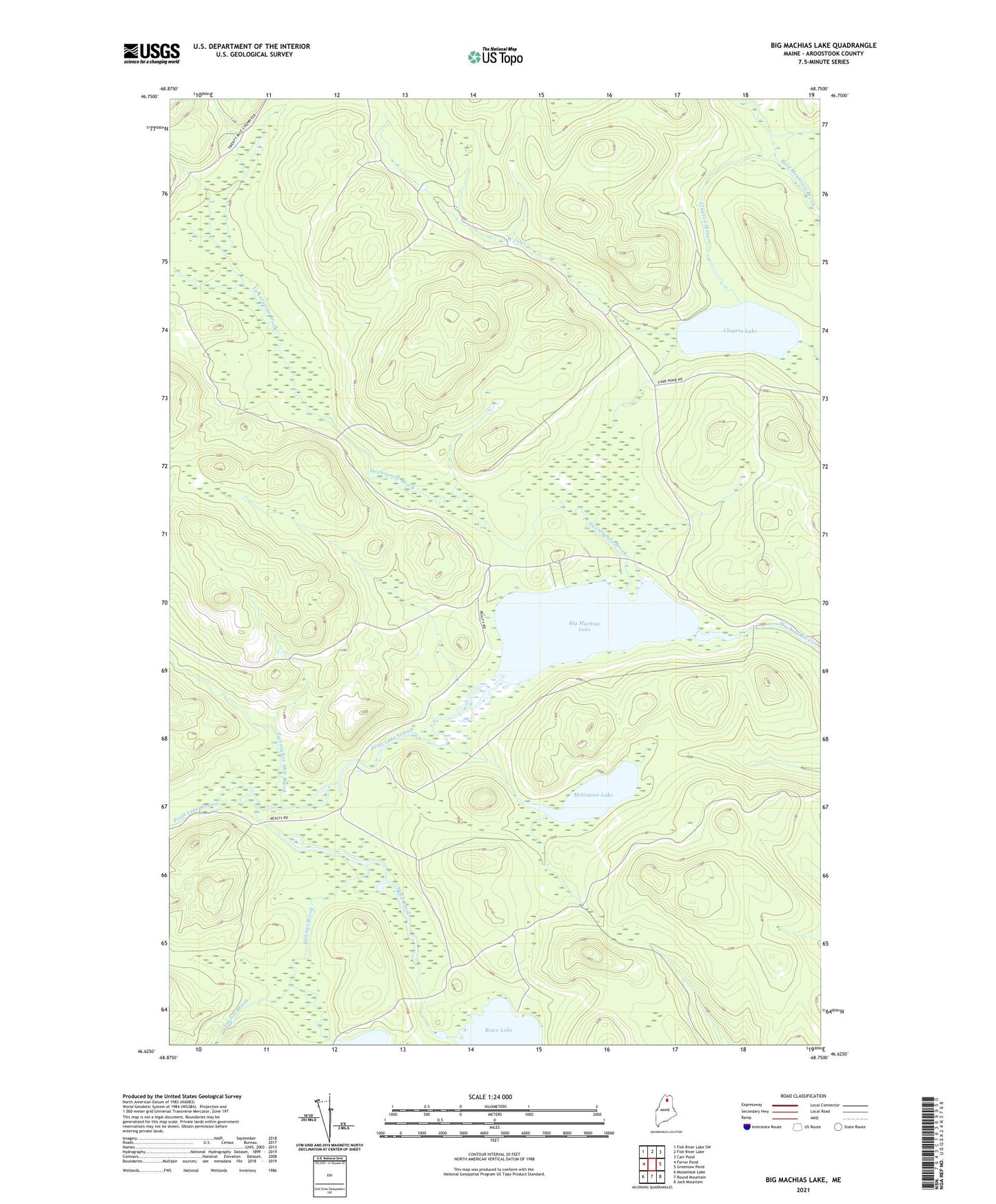 Big Machias Lake Maine US Topo Map Image