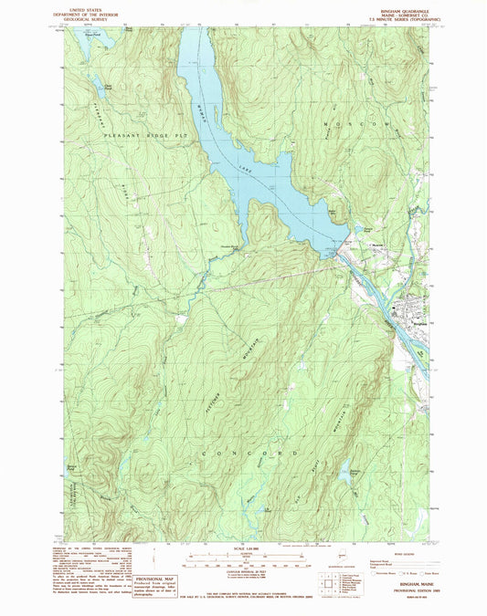 Classic USGS Bingham Maine 7.5'x7.5' Topo Map Image