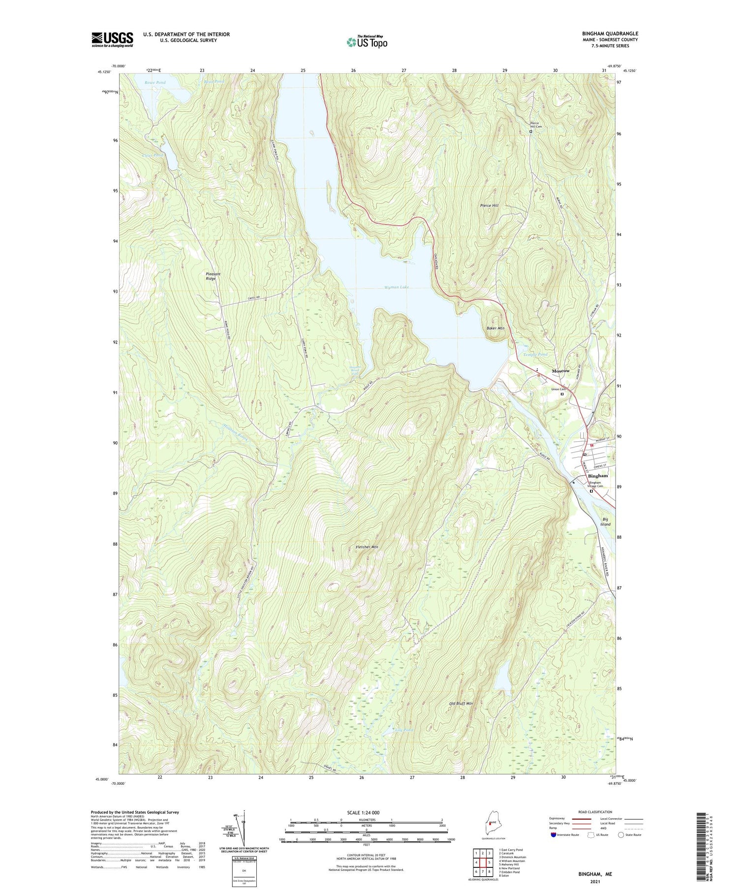 Bingham Maine US Topo Map Image