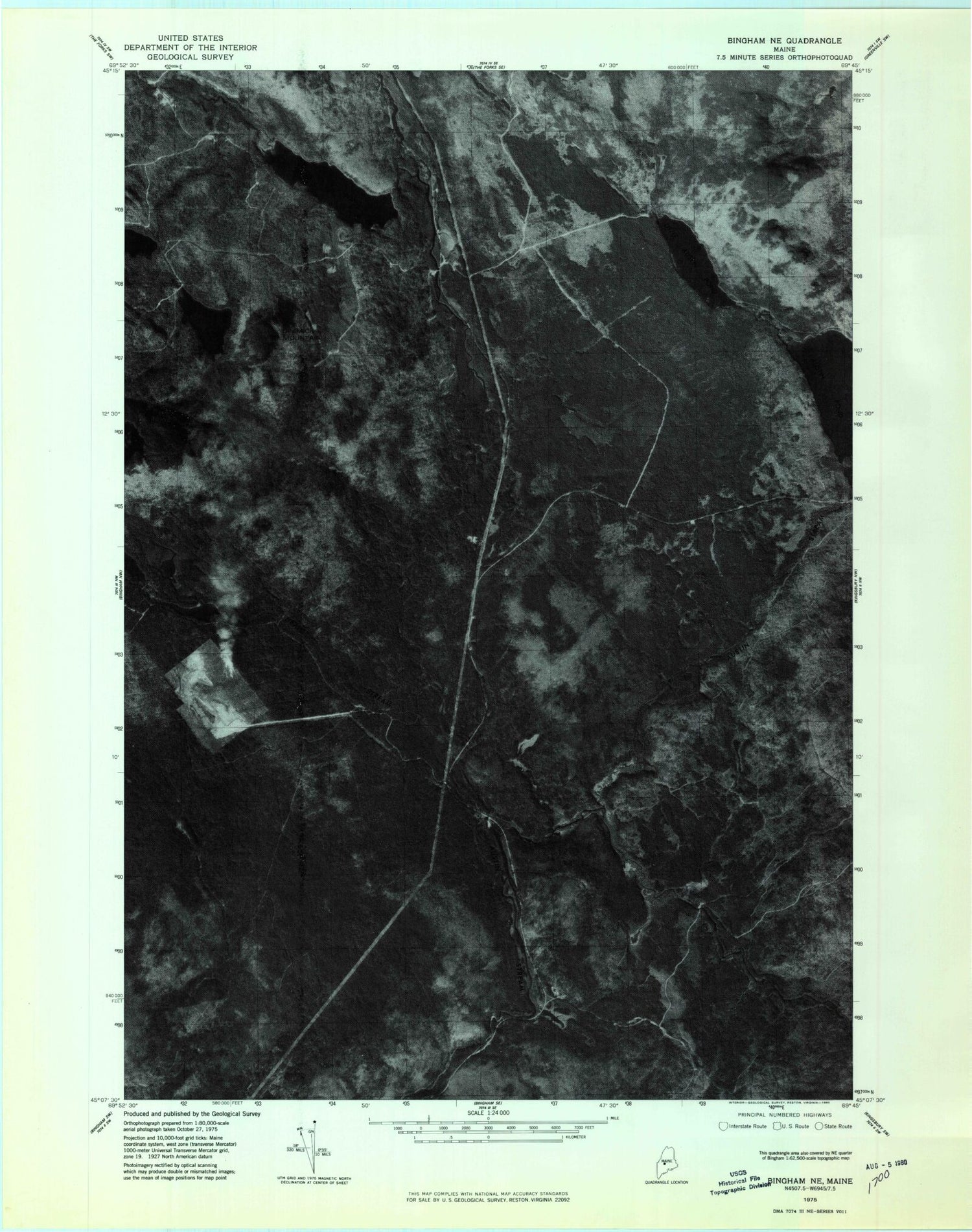 Classic USGS Dimmick Mountain Maine 7.5'x7.5' Topo Map Image
