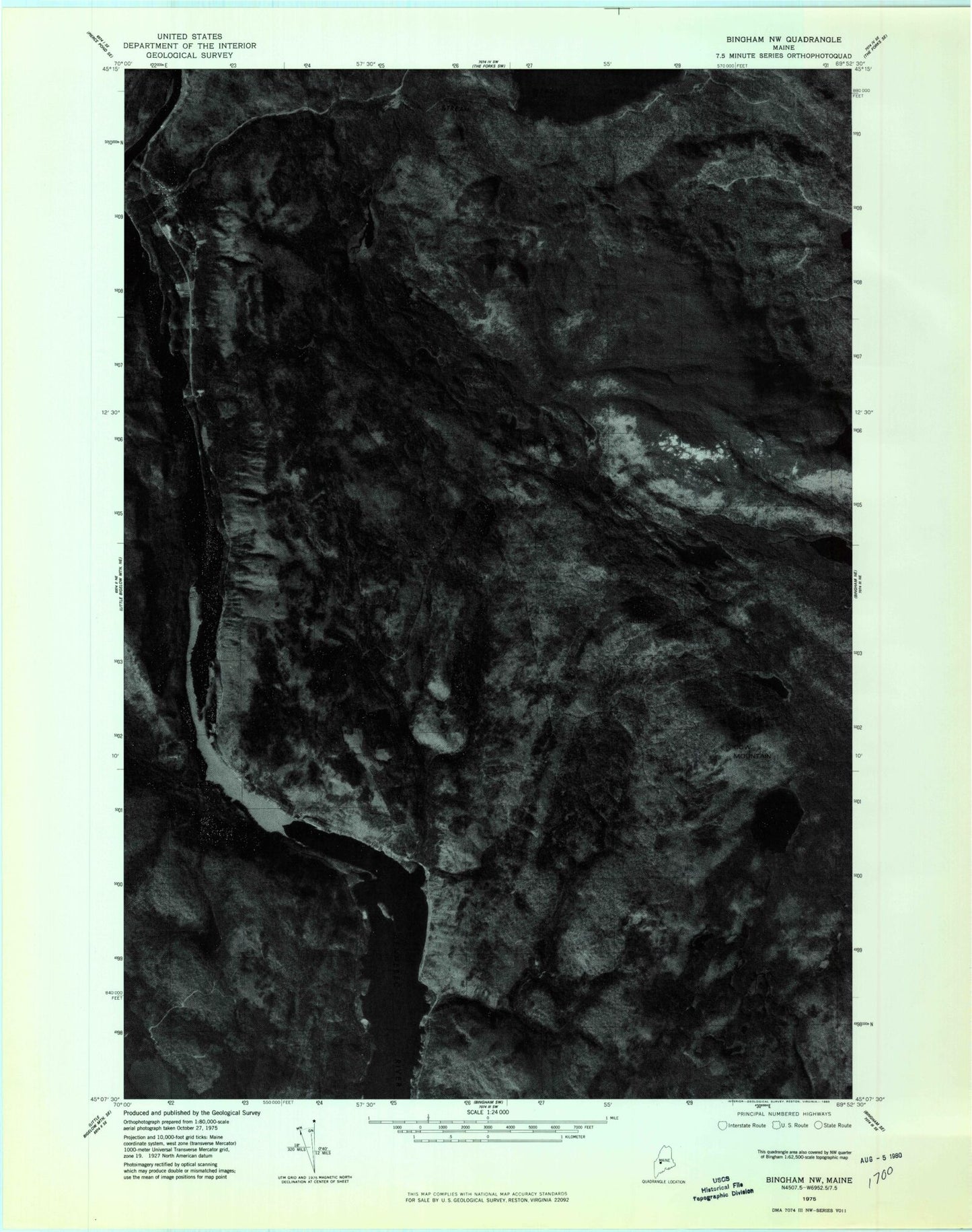 Classic USGS Caratunk Maine 7.5'x7.5' Topo Map Image