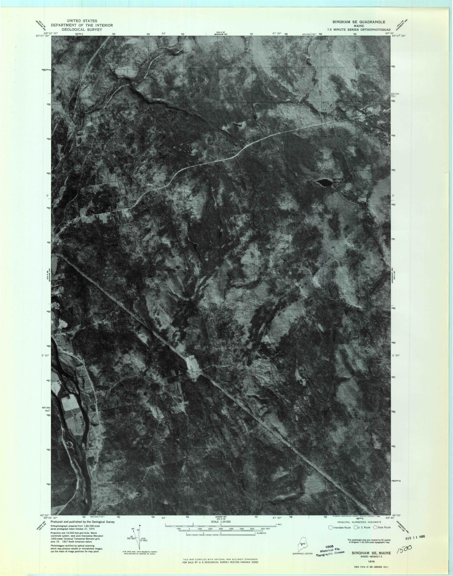Classic USGS Mahoney Hill Maine 7.5'x7.5' Topo Map Image