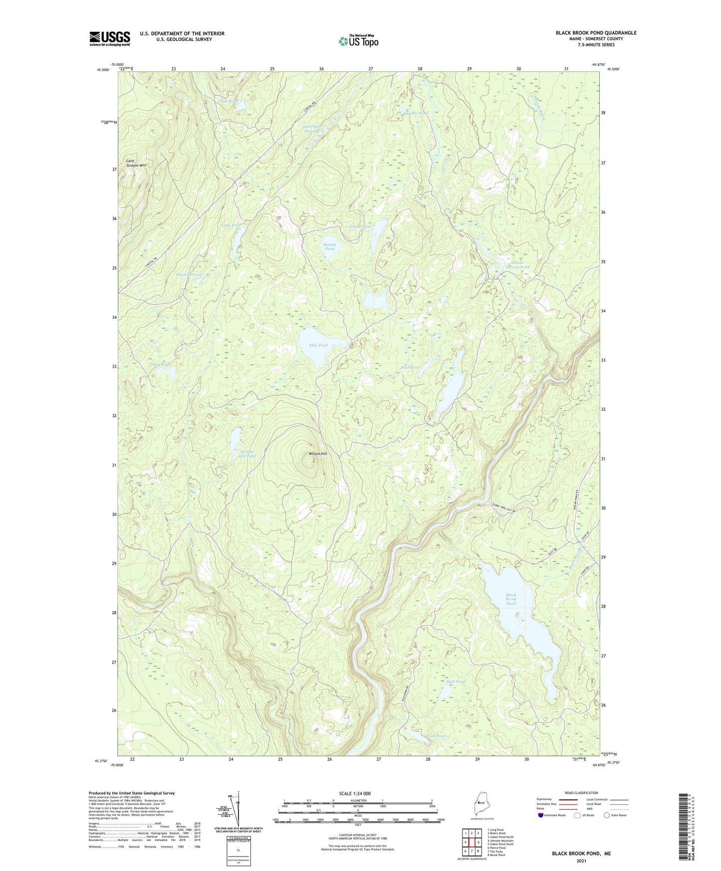Black Brook Pond Maine US Topo Map Image