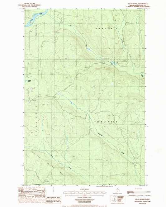 Classic USGS Blue Brook Maine 7.5'x7.5' Topo Map Image