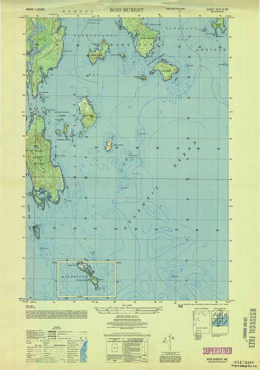 Classic USGS Bois Bubert Maine 7.5'x7.5' Topo Map Image
