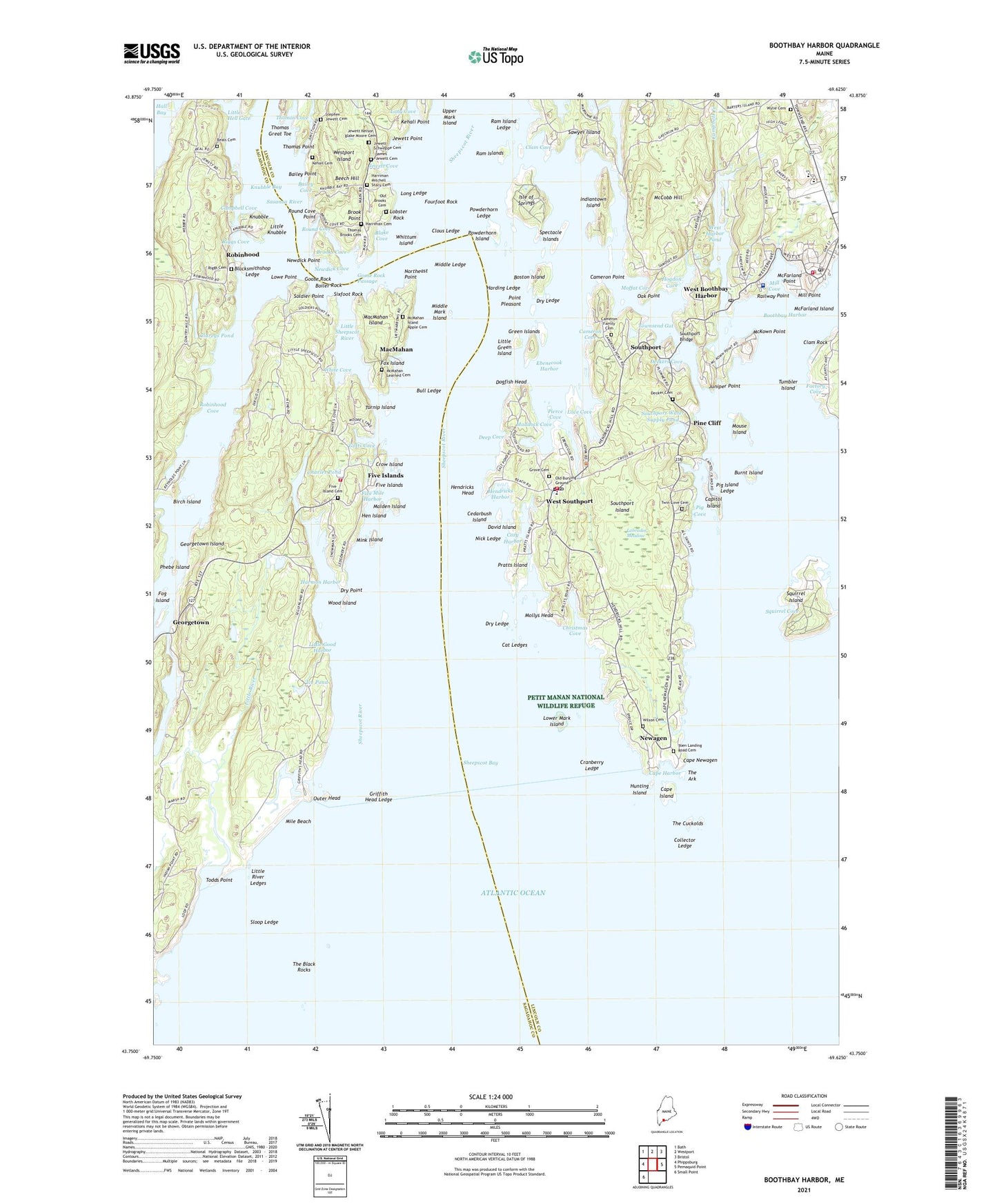 Boothbay Harbor Maine US Topo Map Image