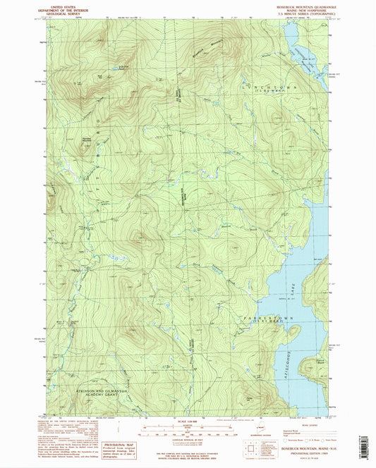 Classic USGS Bosebuck Mountain Maine 7.5'x7.5' Topo Map Image