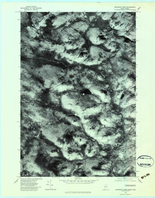 Classic USGS Boundary Pond Maine 7.5'x7.5' Topo Map Image