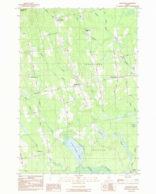 Classic USGS Bradford Maine 7.5'x7.5' Topo Map Image