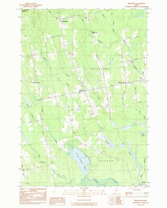 Classic USGS Bradford Maine 7.5'x7.5' Topo Map Image
