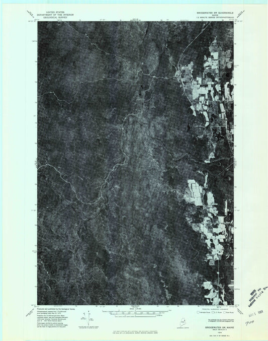 Classic USGS Harvey Maine 7.5'x7.5' Topo Map Image