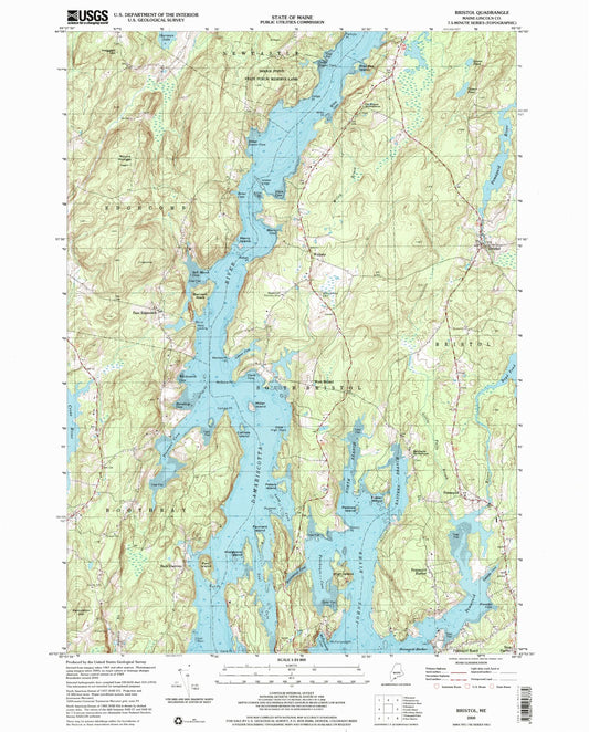 Classic USGS Bristol Maine 7.5'x7.5' Topo Map Image