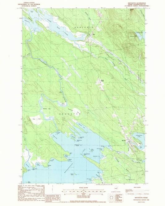 Classic USGS Brookton Maine 7.5'x7.5' Topo Map Image