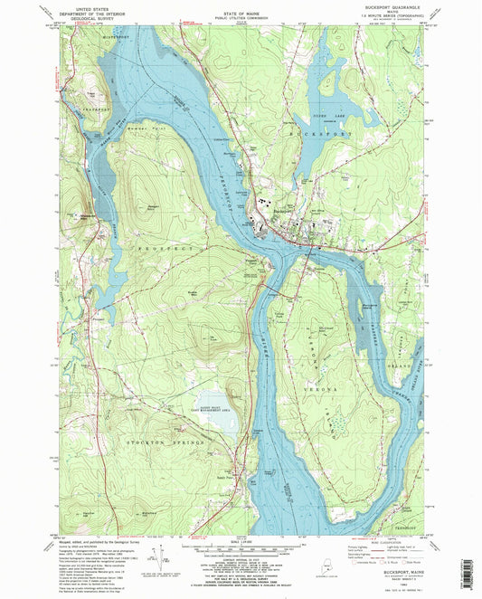 Classic USGS Bucksport Maine 7.5'x7.5' Topo Map Image