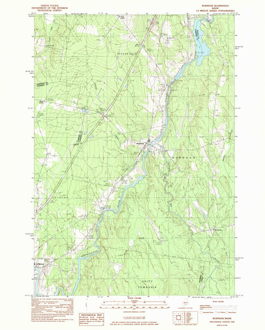 Classic USGS Burnham Maine 7.5'x7.5' Topo Map Image