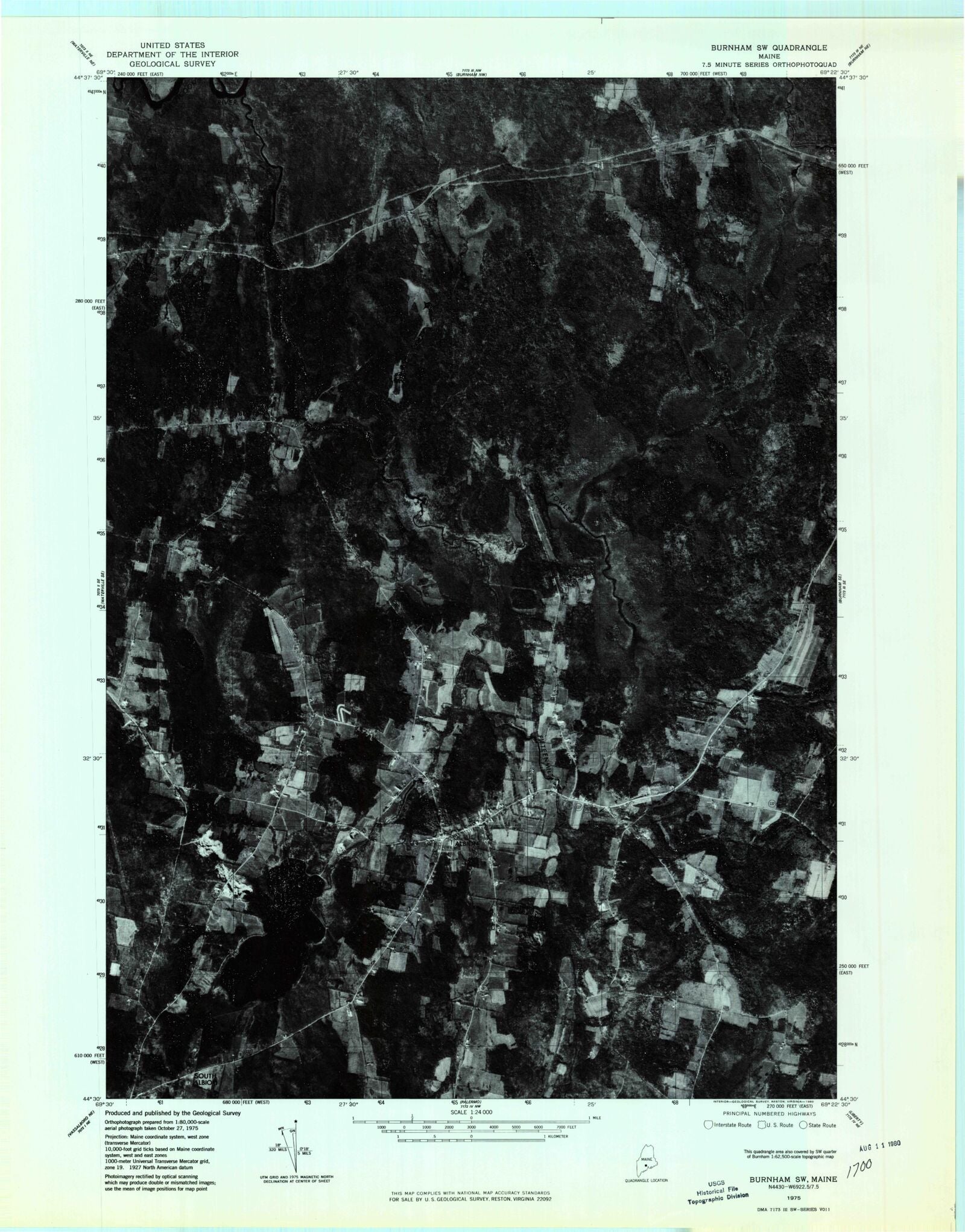 Classic USGS Albion Maine 7.5'x7.5' Topo Map MyTopo Map Store