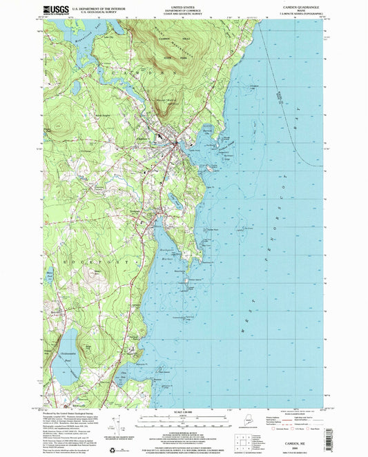 Classic USGS Camden Maine 7.5'x7.5' Topo Map Image
