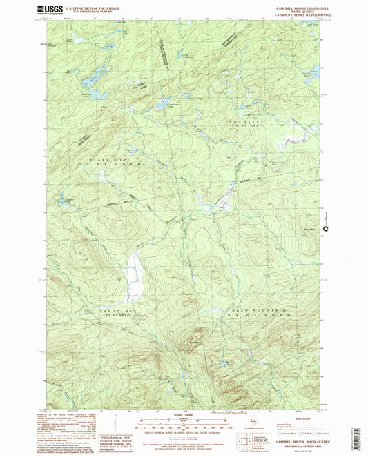 Classic USGS Campbell Brook Maine 7.5'x7.5' Topo Map Image