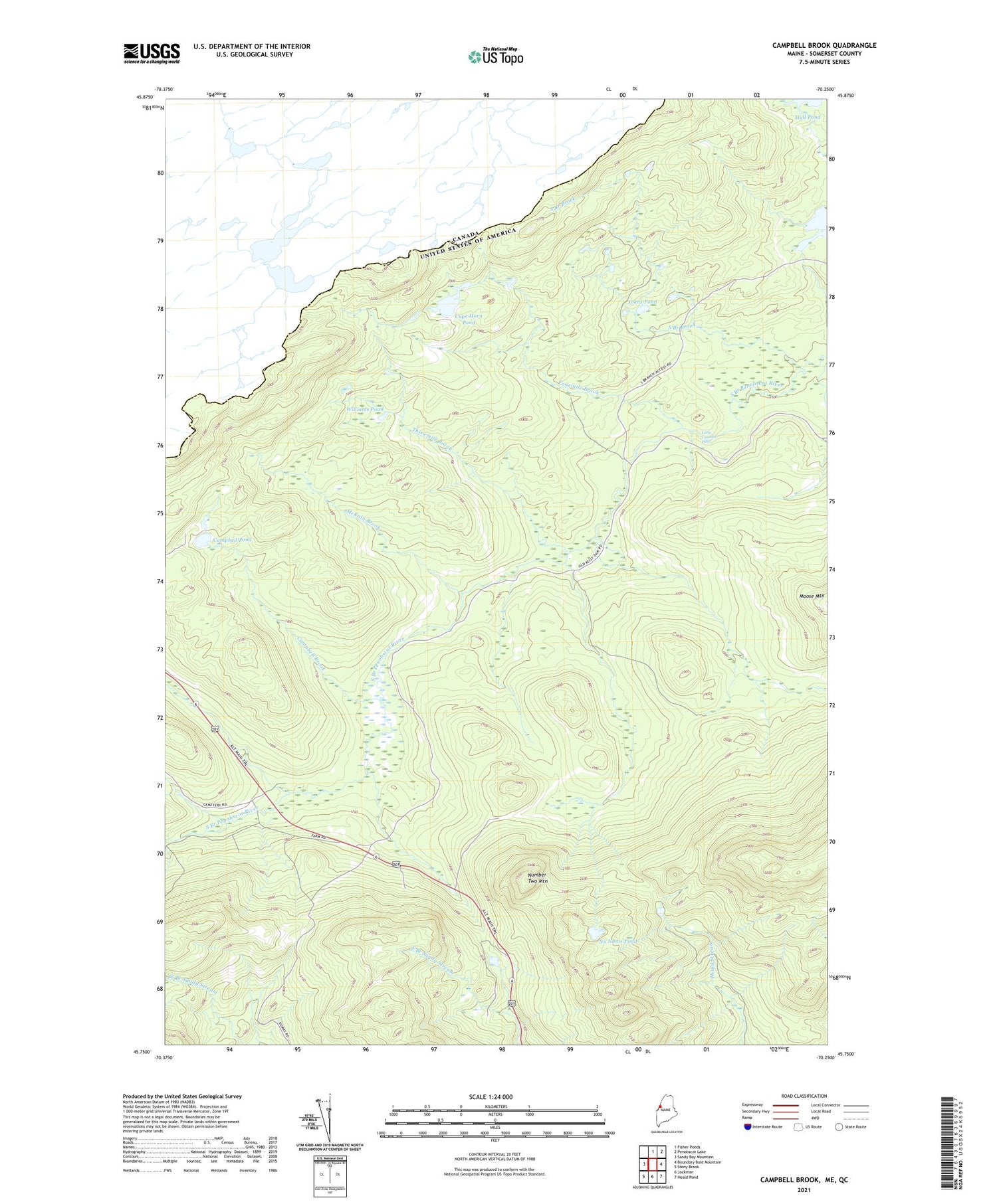 Campbell Brook Maine US Topo Map Image