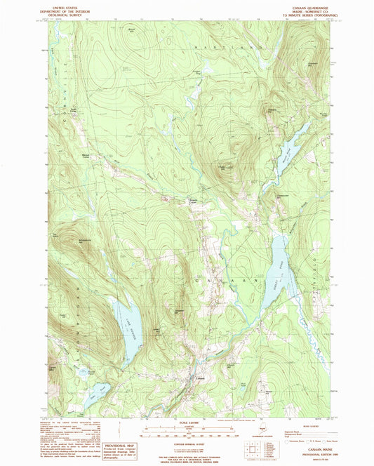 Classic USGS Canaan Maine 7.5'x7.5' Topo Map Image