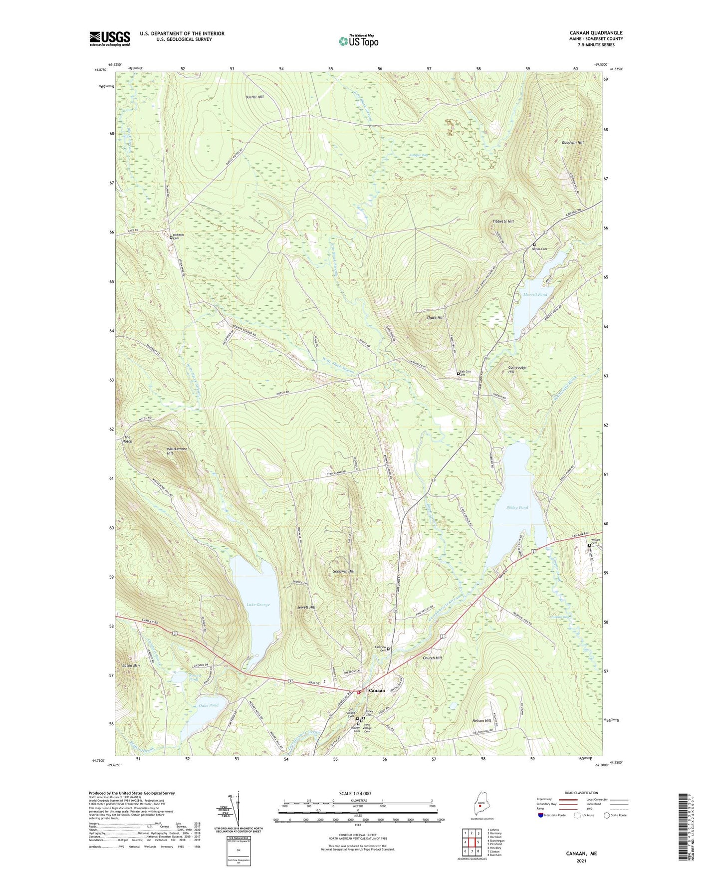 Canaan Maine US Topo Map Image