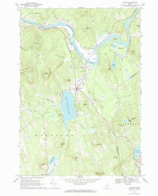 Classic USGS Canton Maine 7.5'x7.5' Topo Map Image