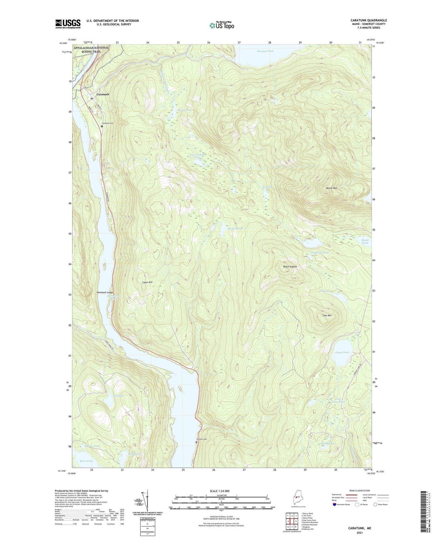 Caratunk Maine US Topo Map Image