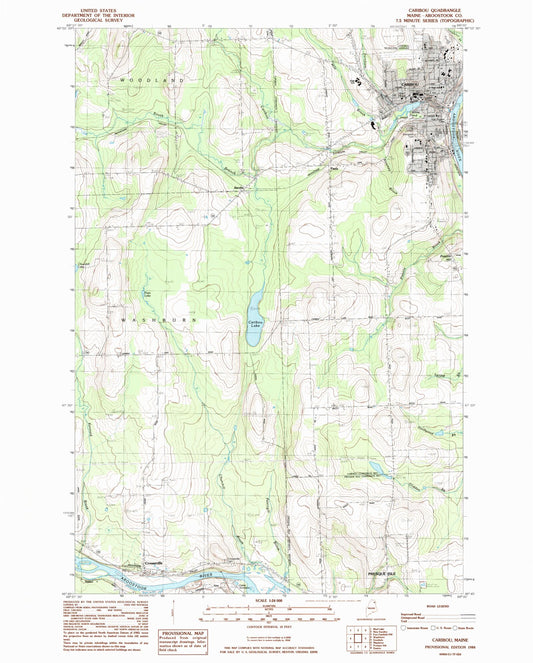 Classic USGS Caribou Maine 7.5'x7.5' Topo Map Image