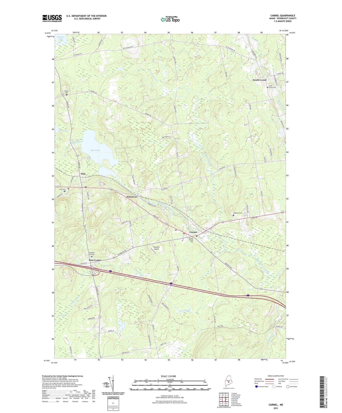 Carmel Maine US Topo Map Image