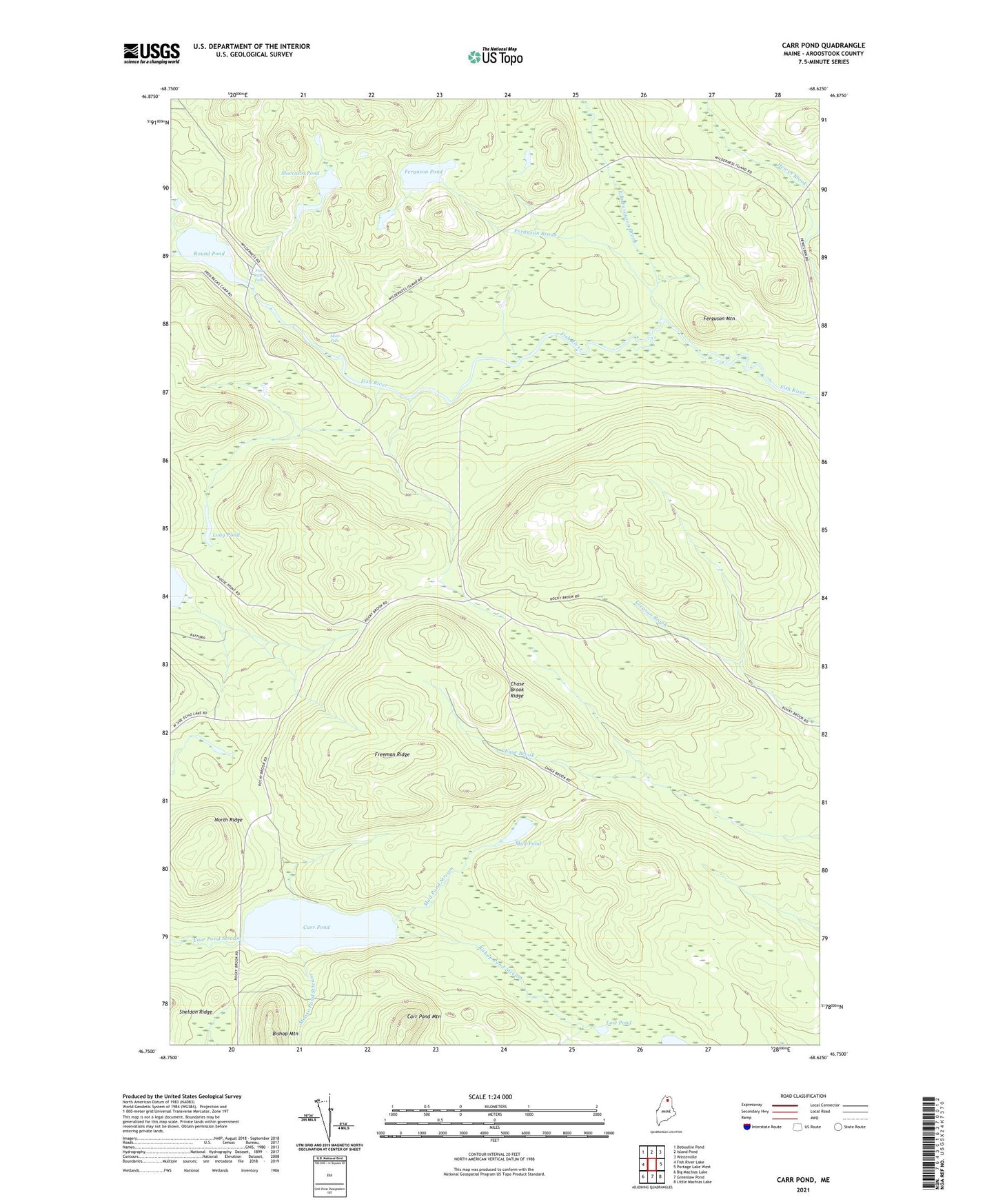 Carr Pond Maine US Topo Map Image
