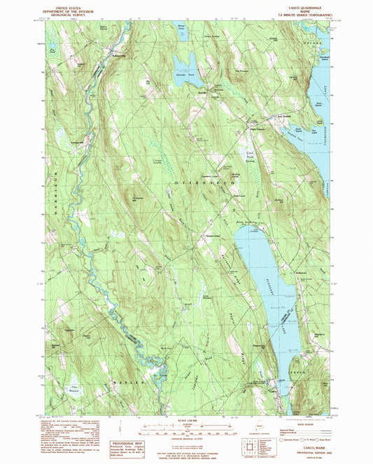 Classic USGS Casco Maine 7.5'x7.5' Topo Map Image