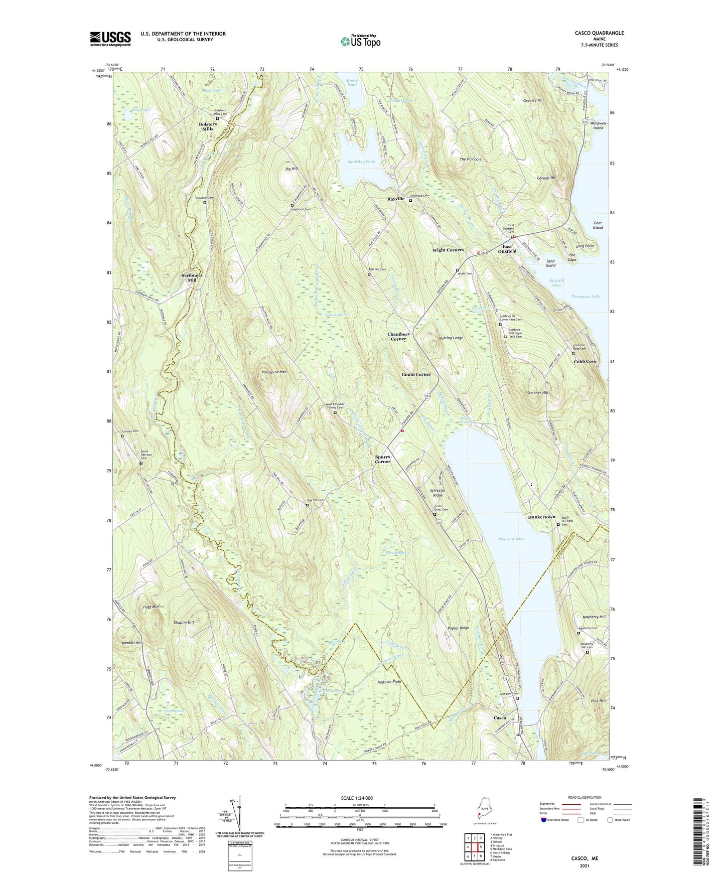 Casco Maine US Topo Map Image