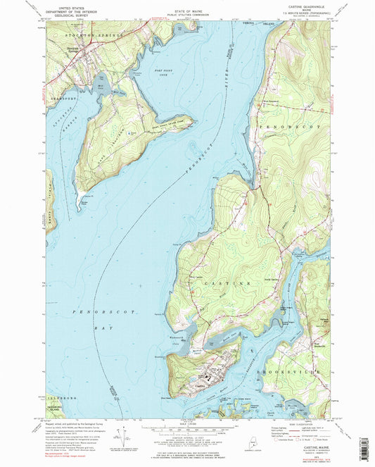 Classic USGS Castine Maine 7.5'x7.5' Topo Map Image