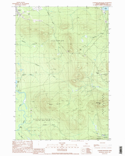 Classic USGS Catheart Mountain Maine 7.5'x7.5' Topo Map Image