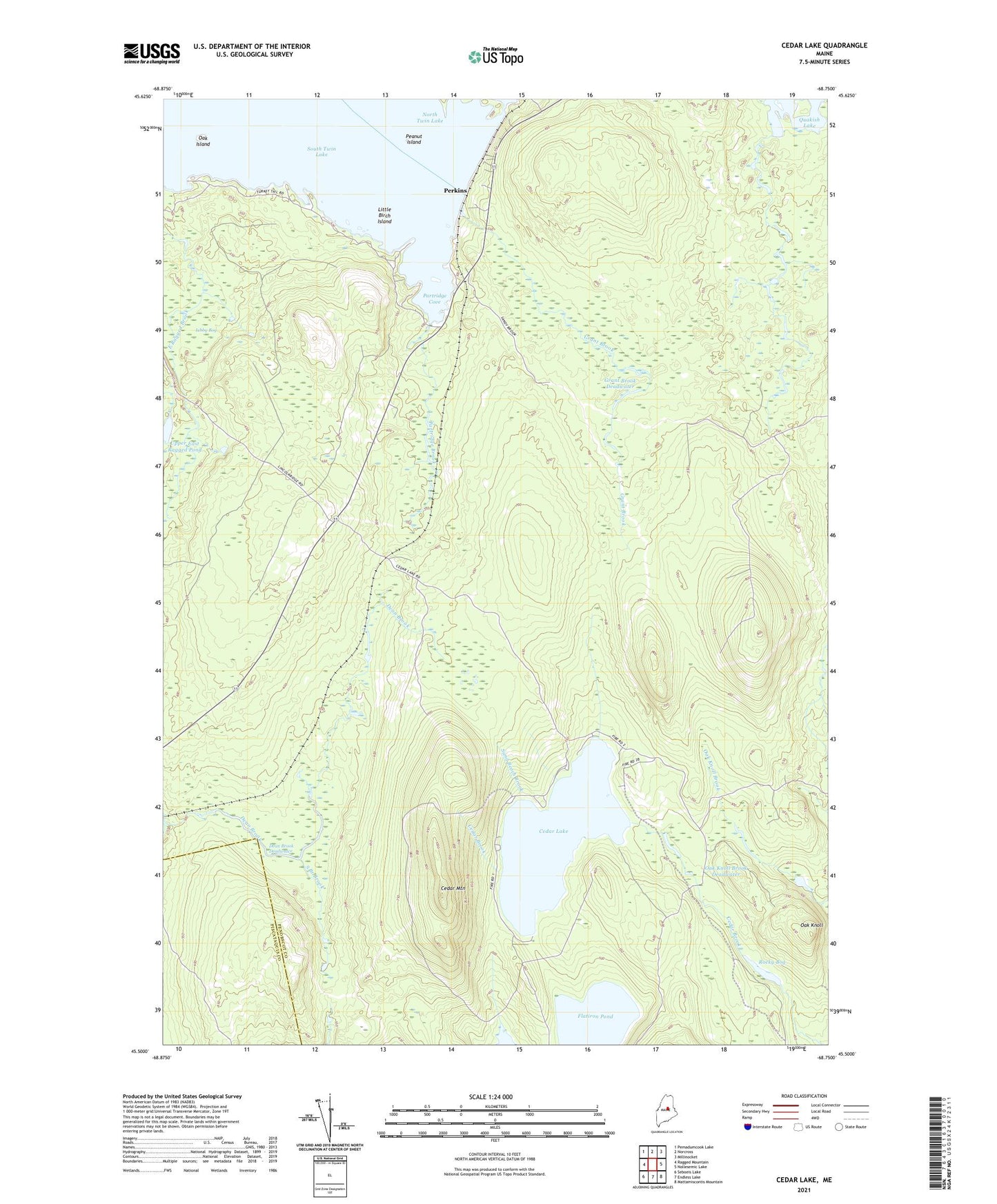 Cedar Lake Maine US Topo Map Image