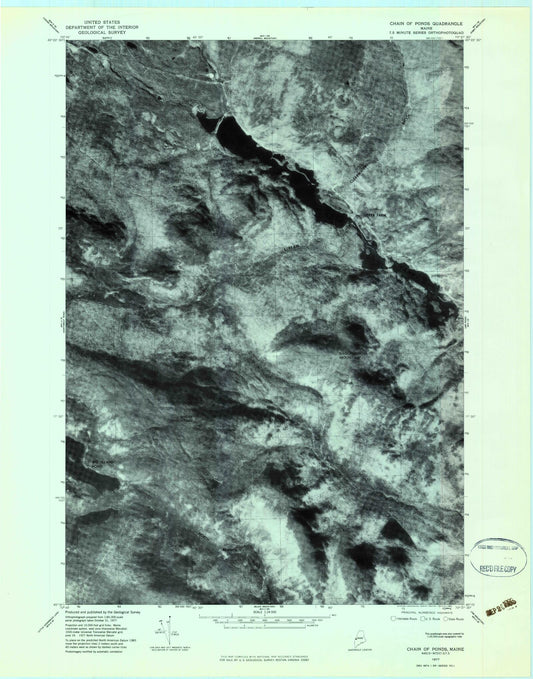 Classic USGS Chain of Ponds Maine 7.5'x7.5' Topo Map Image