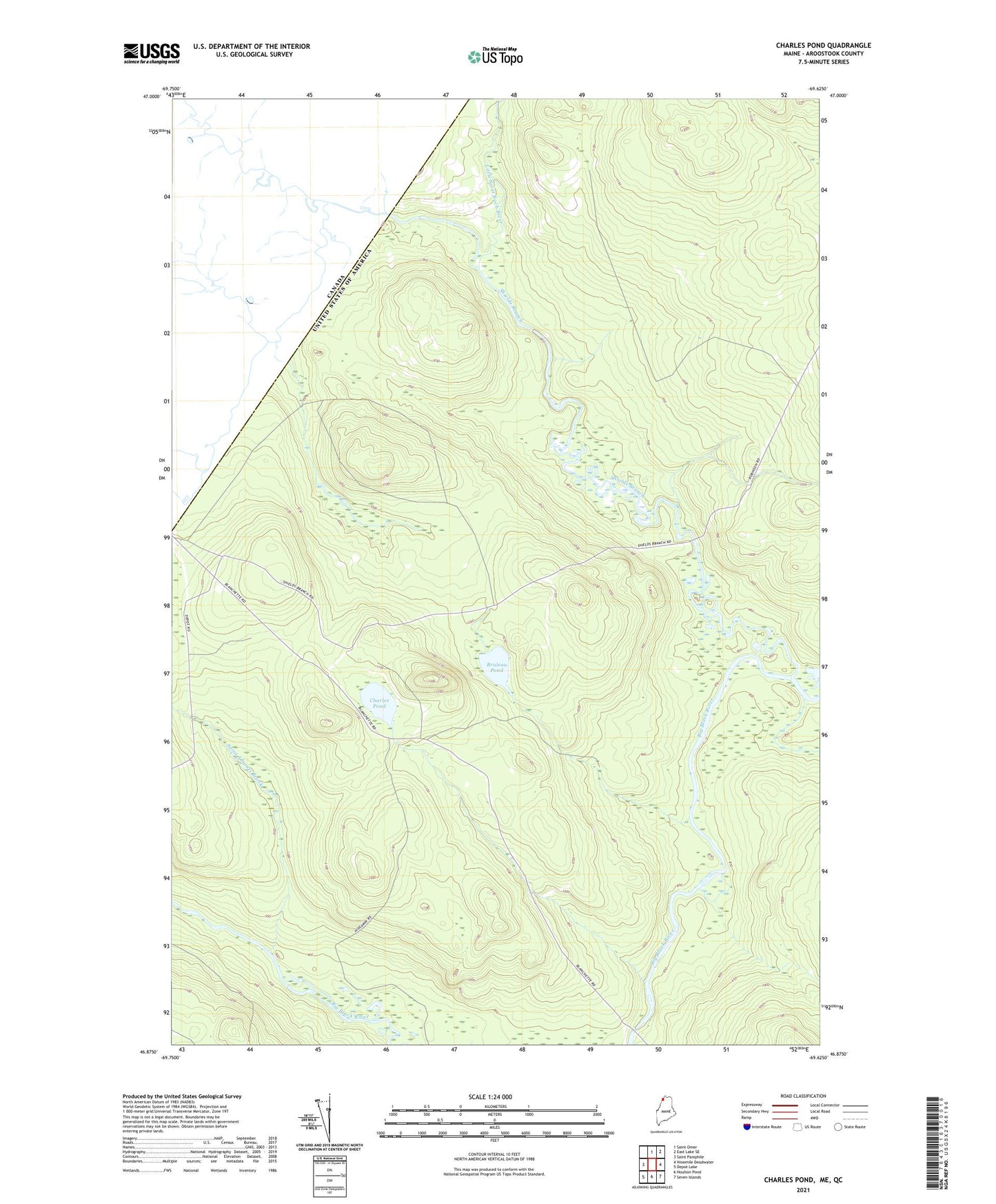 Charles Pond Maine US Topo Map Image