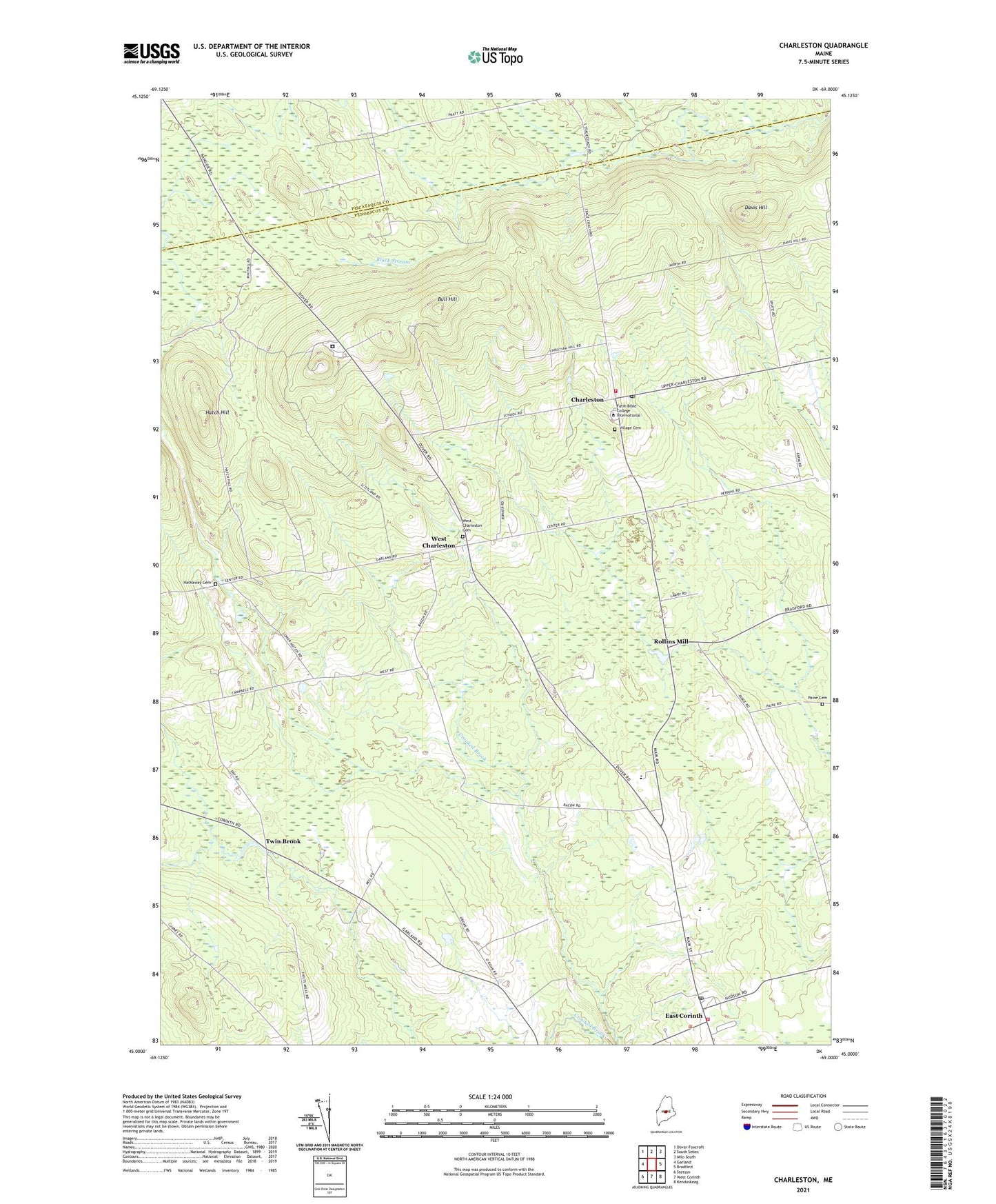 Charleston Maine US Topo Map Image