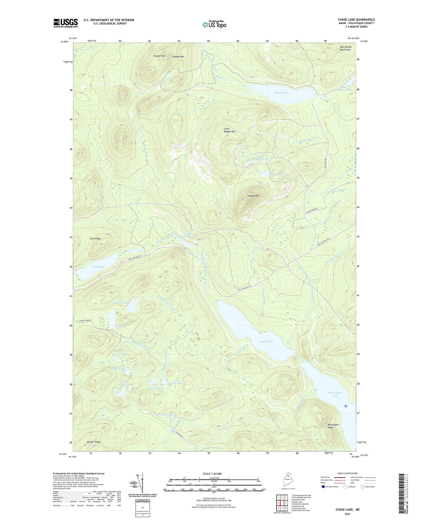 Chase Lake Maine US Topo Map Image
