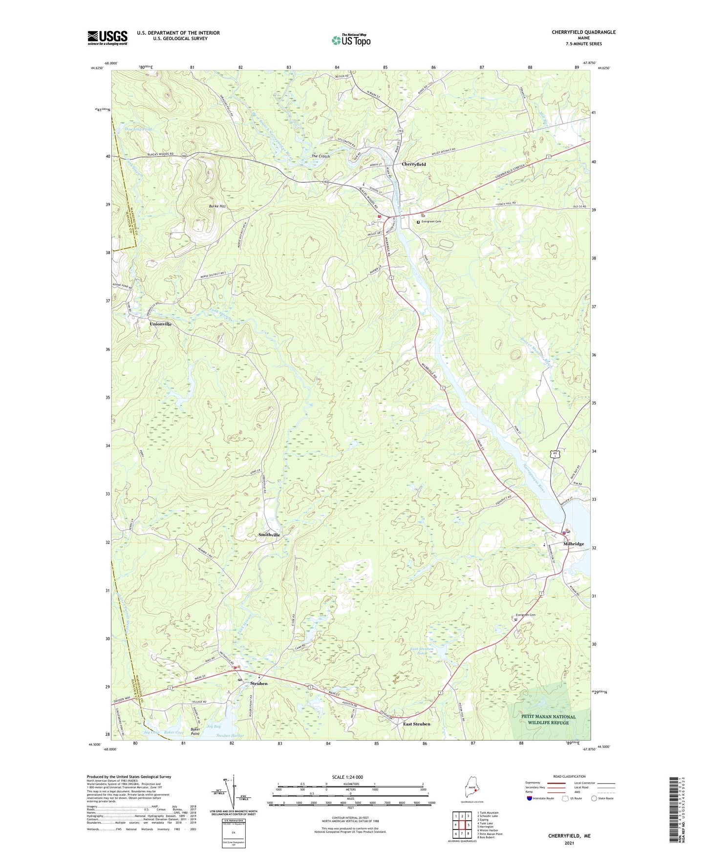Cherryfield Maine US Topo Map Image