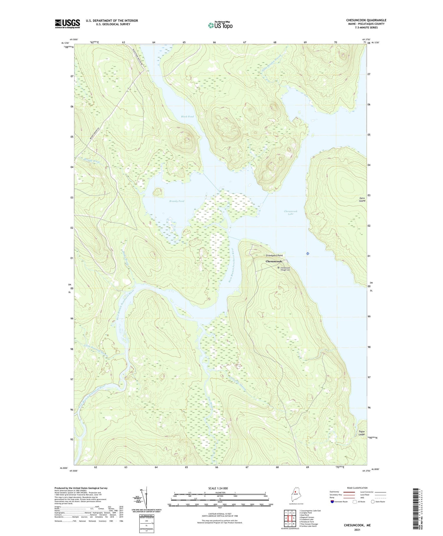 Chesuncook Maine US Topo Map Image