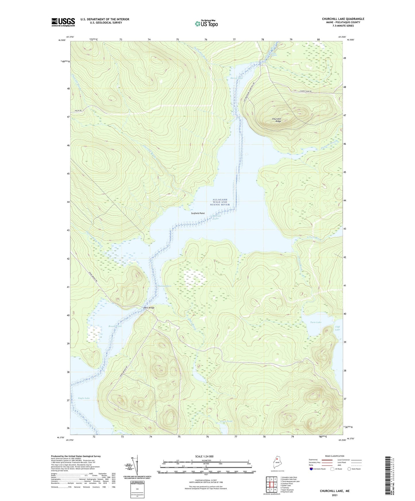 Churchill Lake Maine US Topo Map Image