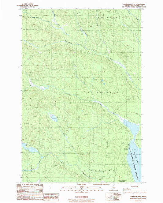 Classic USGS Clarkson Pond Maine 7.5'x7.5' Topo Map Image