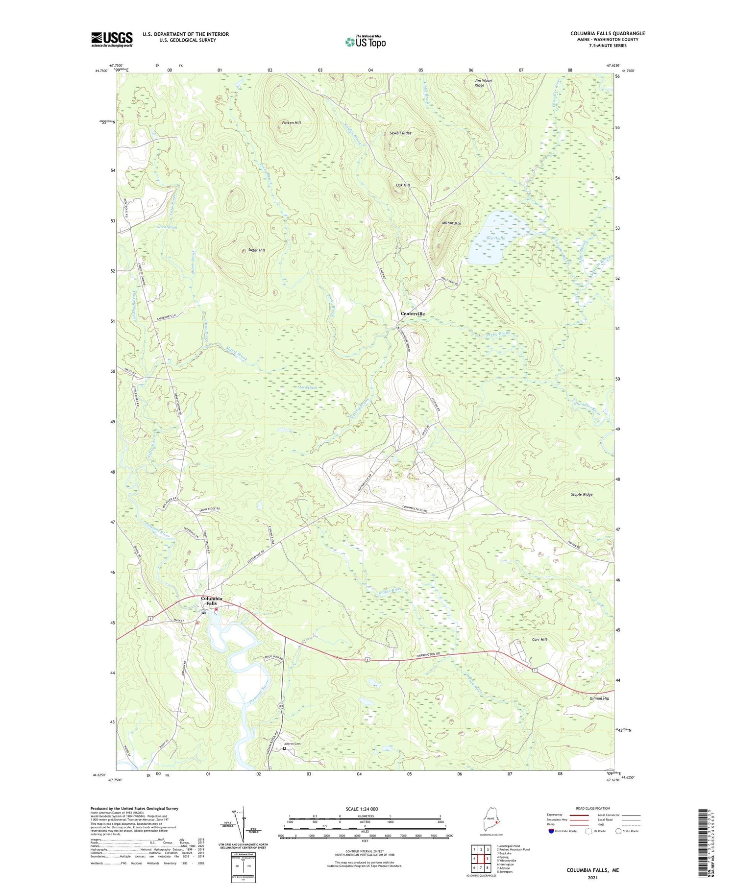 Columbia Falls Maine US Topo Map Image