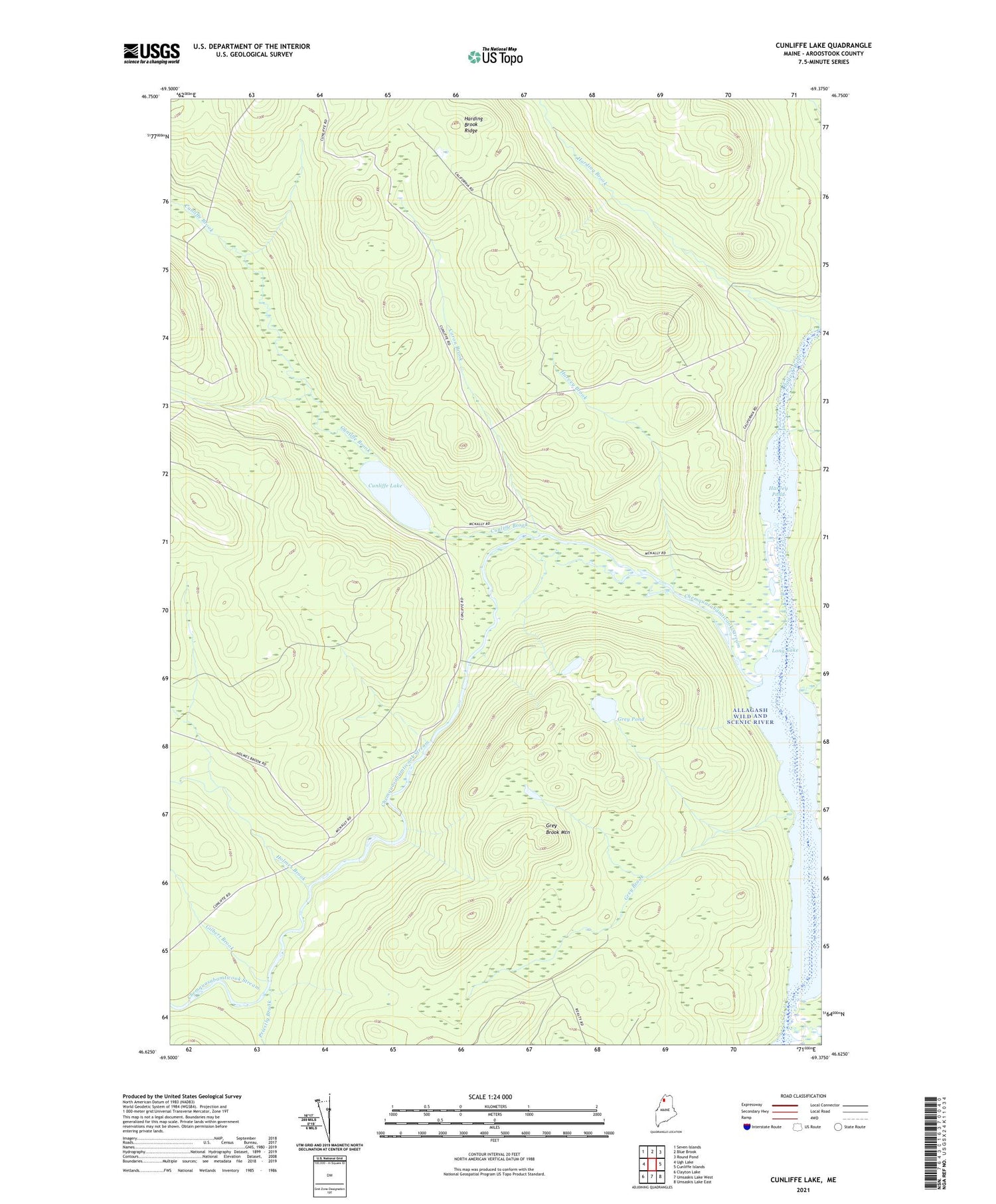 Cunliffe Lake Maine US Topo Map Image