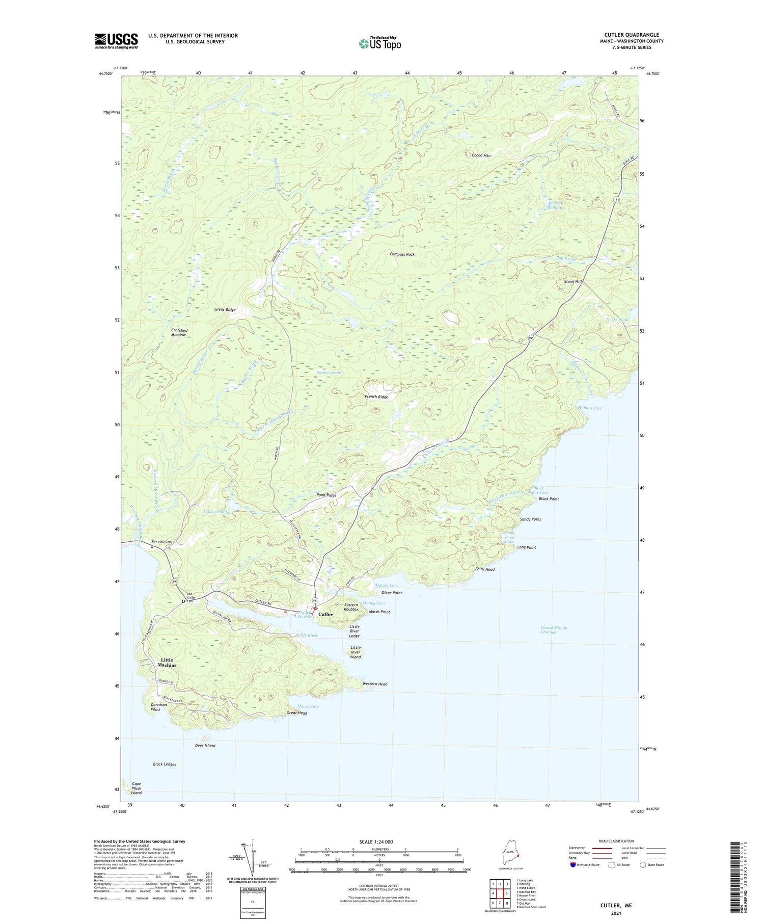 Cutler Maine US Topo Map Image